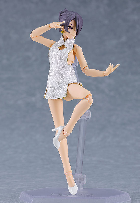 figma Styles figma Female Body (Mika) with Mini Skirt Chinese Dress Outfit (White) | animota