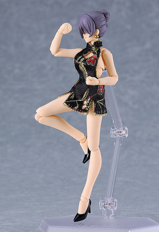 figma Styles figma Female Body (Mika) with Mini Skirt Chinese Dress Outfit (Black) | animota