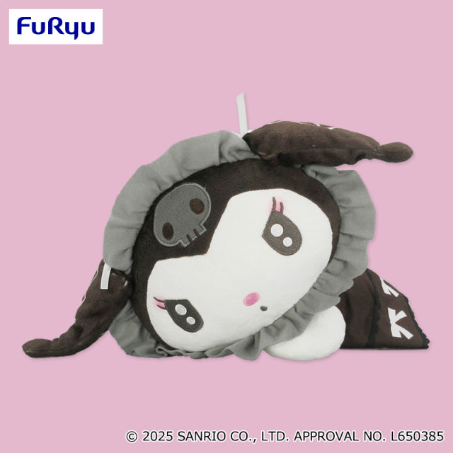 Kuromi Knitted Ribbon Lying Down BIG Plush Toy, Stuffed Animals, animota