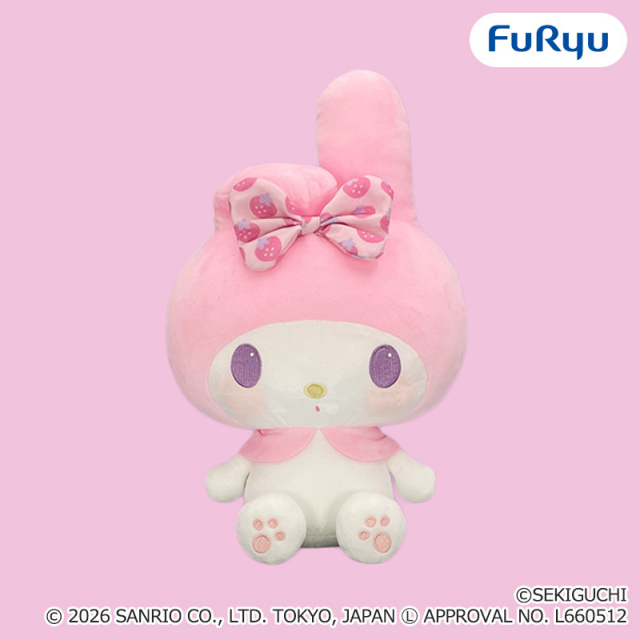 Chimutan × My Melody Matching Strawberry Ribbon BIG Plush Toy