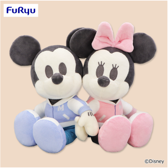 Mickey & Minnie Chottomossa Deco-colle Pair Plush Toy, Stuffed Animals, animota