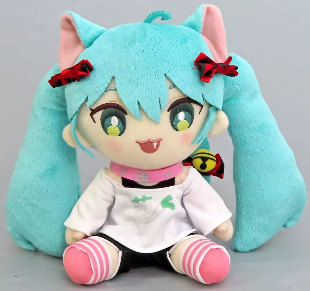 Hatsune Miku Original Plush Toy - Cat-ear T-shirt Ver. A (Top of image, eyes open.)