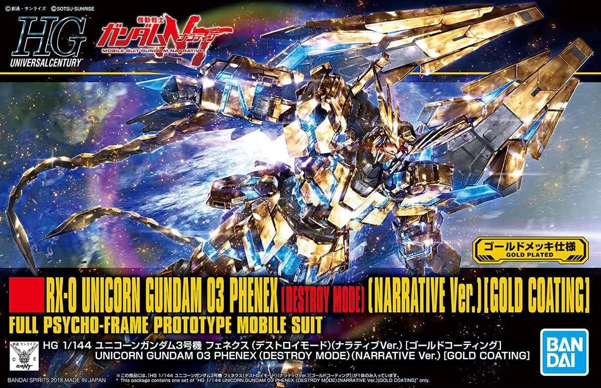 1/144 HGUC Unicorn Gundam 03 Phenex Destroy Mode Narrative Ver. Gold Coating | animota