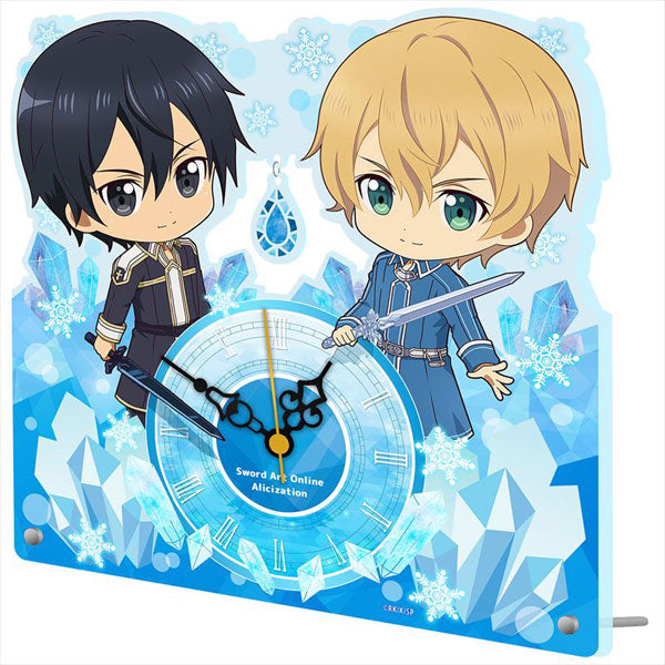 Sword Art Online Alicization War of Underworld Petite Choko Acrylic Table Clock Kirito & Eugeo | animota
