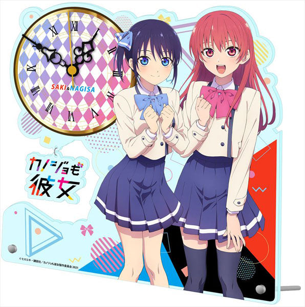 Kanojo mo Kanojo Acrylic Table Clock Saki Saki & Minase Nagisa | animota