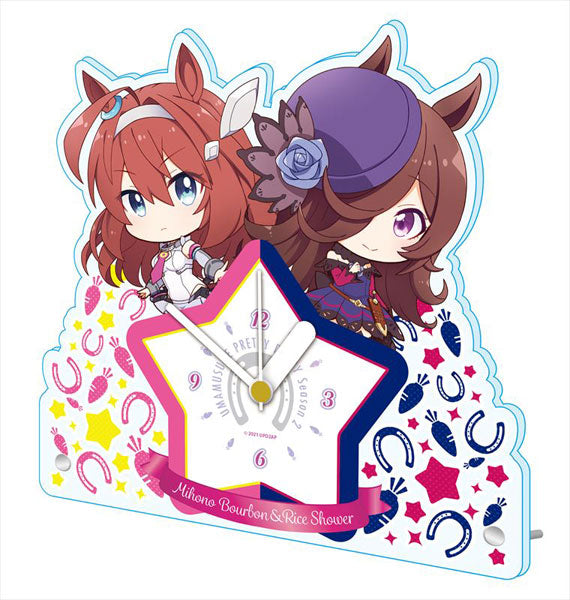 TV Anime "Umamusume Pretty Derby Season 2" Puchi Choko Acrylic Table Clock Mihono Bourbon & Rice Shower | animota
