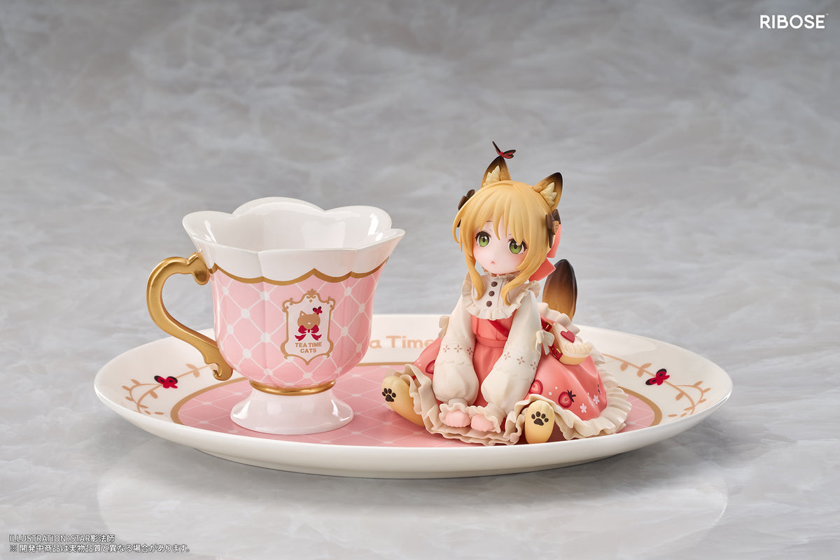 RIBOSE DLC SERIES "TEA TIME CATS" GINGER CAT NON-SCALE FIGURINE