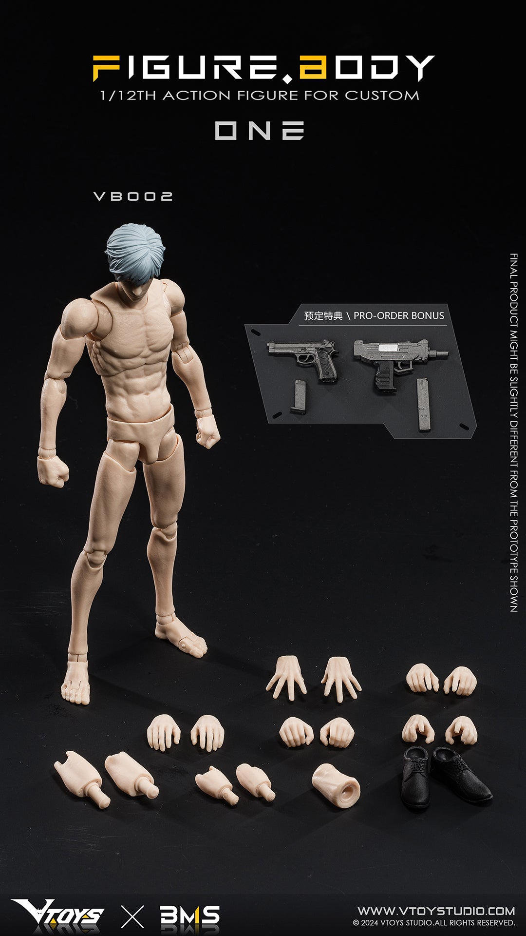 VTOYS x BMS 1/12 SCALE ACTION FIGURE BODY ONE VB002 WHITE SKIN