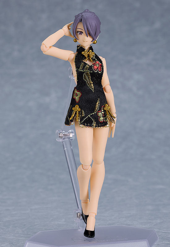 figma Styles figma Female Body (Mika) with Mini Skirt Chinese Dress Outfit (Black) | animota
