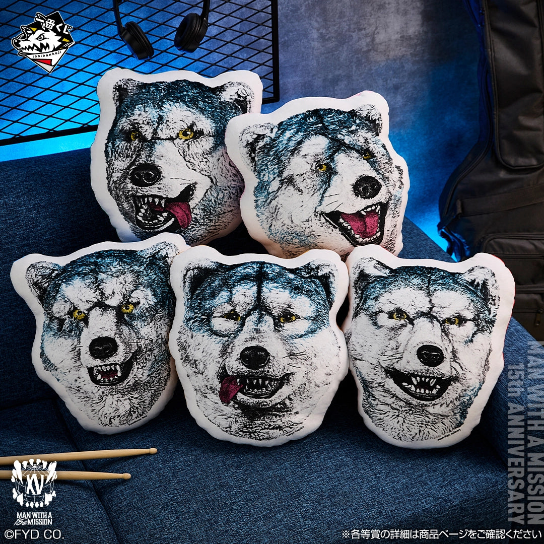 MAN WITH A MISSION 15th ANNIVERSARY Jean-Ken Johnny Face Cushion [Ichiban-Kuji Prize E]