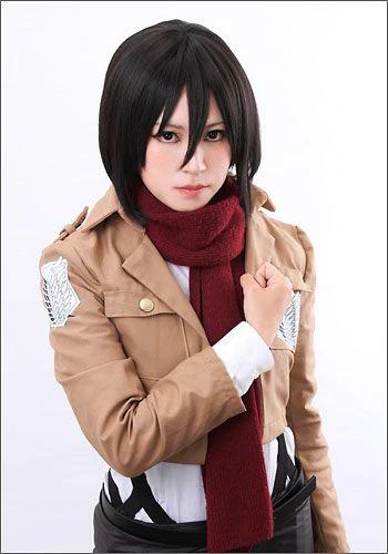 Attack on Titan Mikasa Ackerman style cosplay wig animota