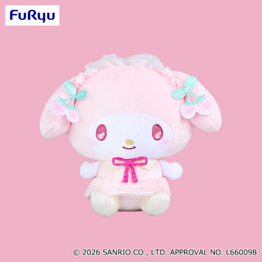 My Melody & Kuromi White Strawberry / Black Strawberry BIG Plush Toy A