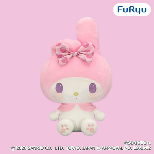 Chimutan × My Melody Matching Strawberry Ribbon BIG Plush Toy