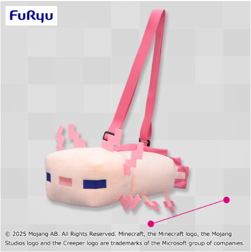 Minecraft Axolotl Plush Toy Shoulder Bag