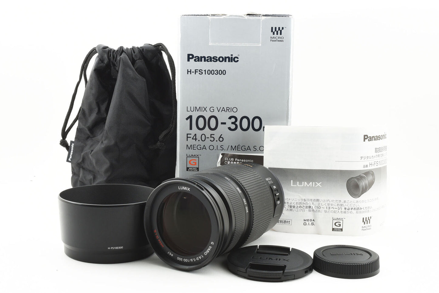 Lente Panasonic Lumix G Vario 100-300 mm f/4-5,6 Mega OIS [casi impecable] n.º 3665A