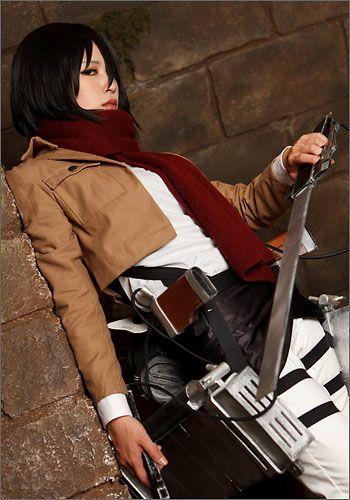 Attack on Titan Mikasa Ackerman style cosplay wig animota