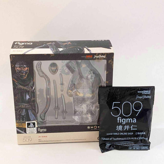 Figma 509 Hitoshi Sakaii GOODSMILE ONLINE SHOP Reservation Benefits "GHOST OF TSUSHIMA" with logo (L size figma pedestal "(GHOST OF TSUSHIMA)