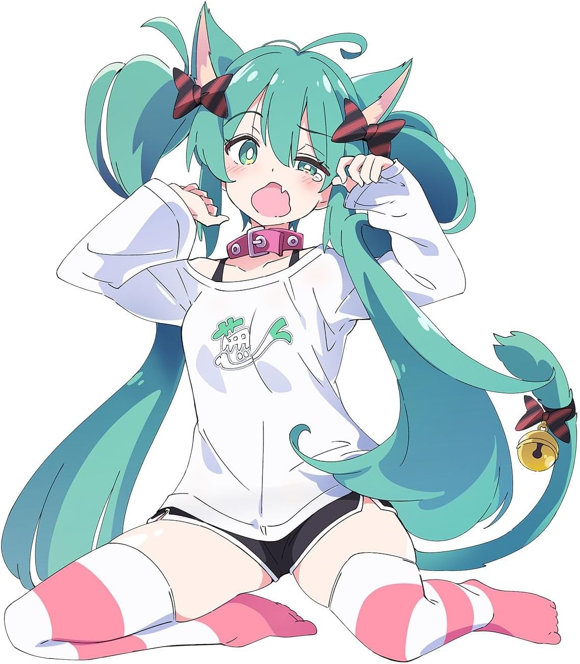 Hatsune Miku Desktop Cute Figure Cat ear T-shirt Ver.