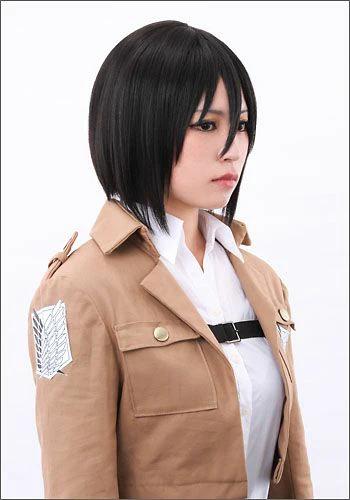 Mikasa Ackerman Cosplay Perücke Aus Attack On Titan – Für Halloween, Karneval & Anime-Events, Hitzebeständig Bis 150°C