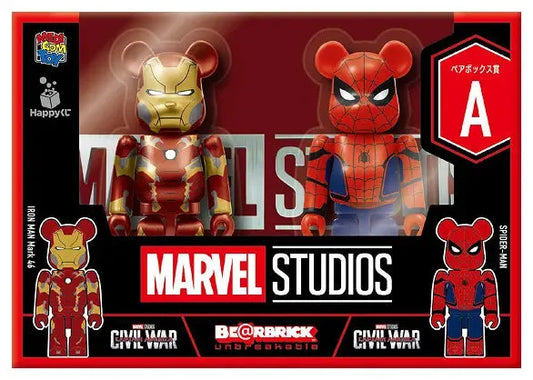 MARVEL STUDIOS - BE@RBRICK 100% Pair Box [IRON MAN Mark 46 & SPIDER-MAN] [Happy-Kuji Pair Box Prize A]