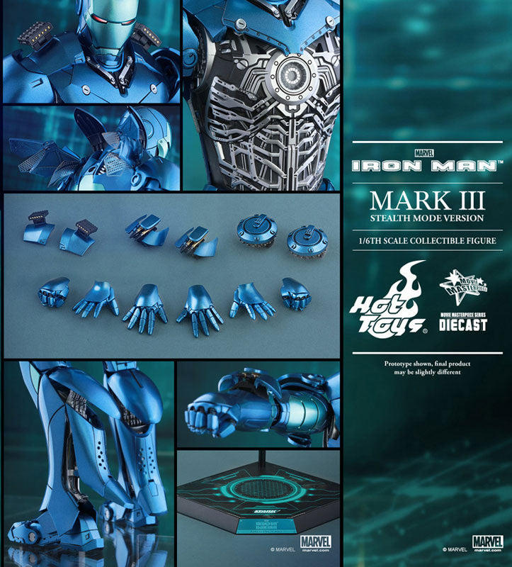 Movie Masterpiece DIECAST - Iron Man 1/6 Iron Man Mark 3 (Blue Stealth Version) [MARVEL Harajuku Pop Store Exclusive]