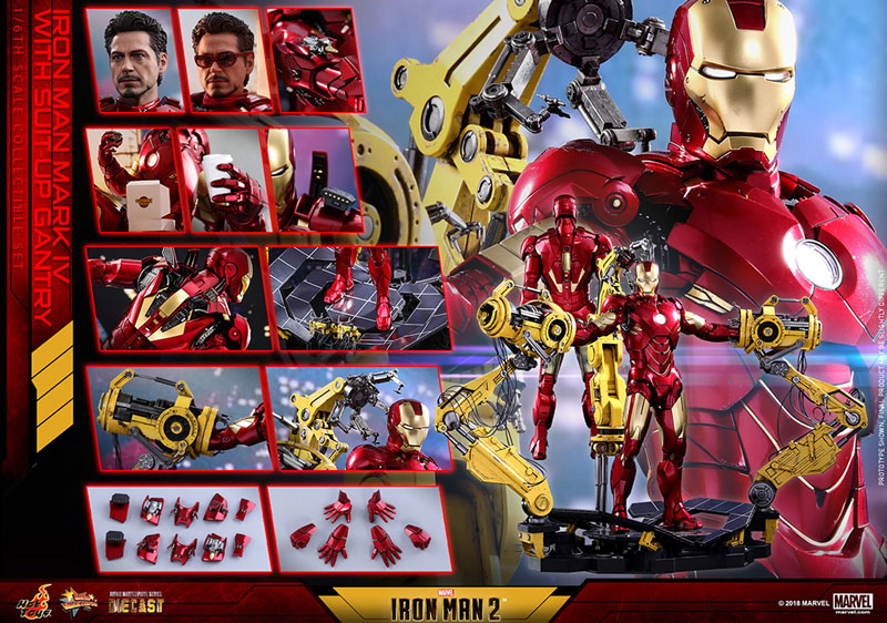 Movie Masterpiece DIECAST "Iron Man 2" 1/6 Scale Figure Iron Man Mark. 4 (w/Suit-Up Gantry)