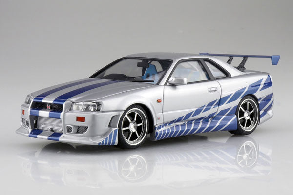 Movie Mecha No.WS-02 1/24 The Fast and The Furious R34 Skyline GT-R Plastic Model, Toy Cars, animota