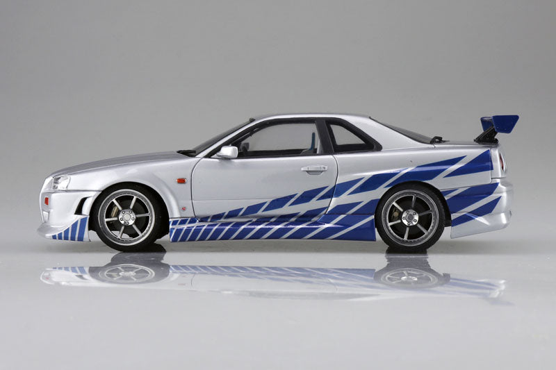 Movie Mecha No.WS-02 1/24 The Fast and The Furious R34 Skyline GT-R Plastic Model, Toy Cars, animota