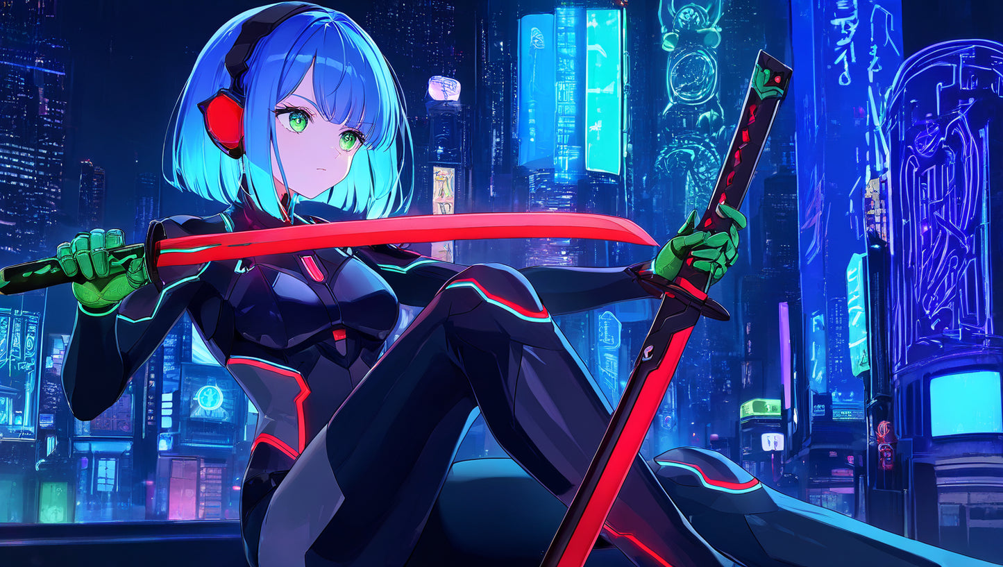 animota-chan Cyberpunk style Version.(Free), Digital Artwork, animota