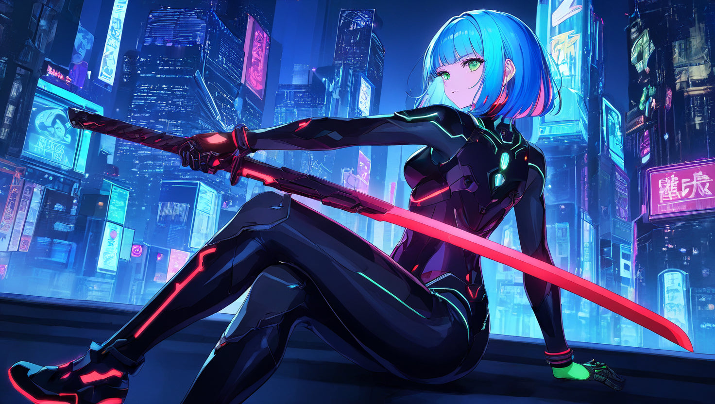 animota-chan Cyberpunk style Version.(Free), Digital Artwork, animota