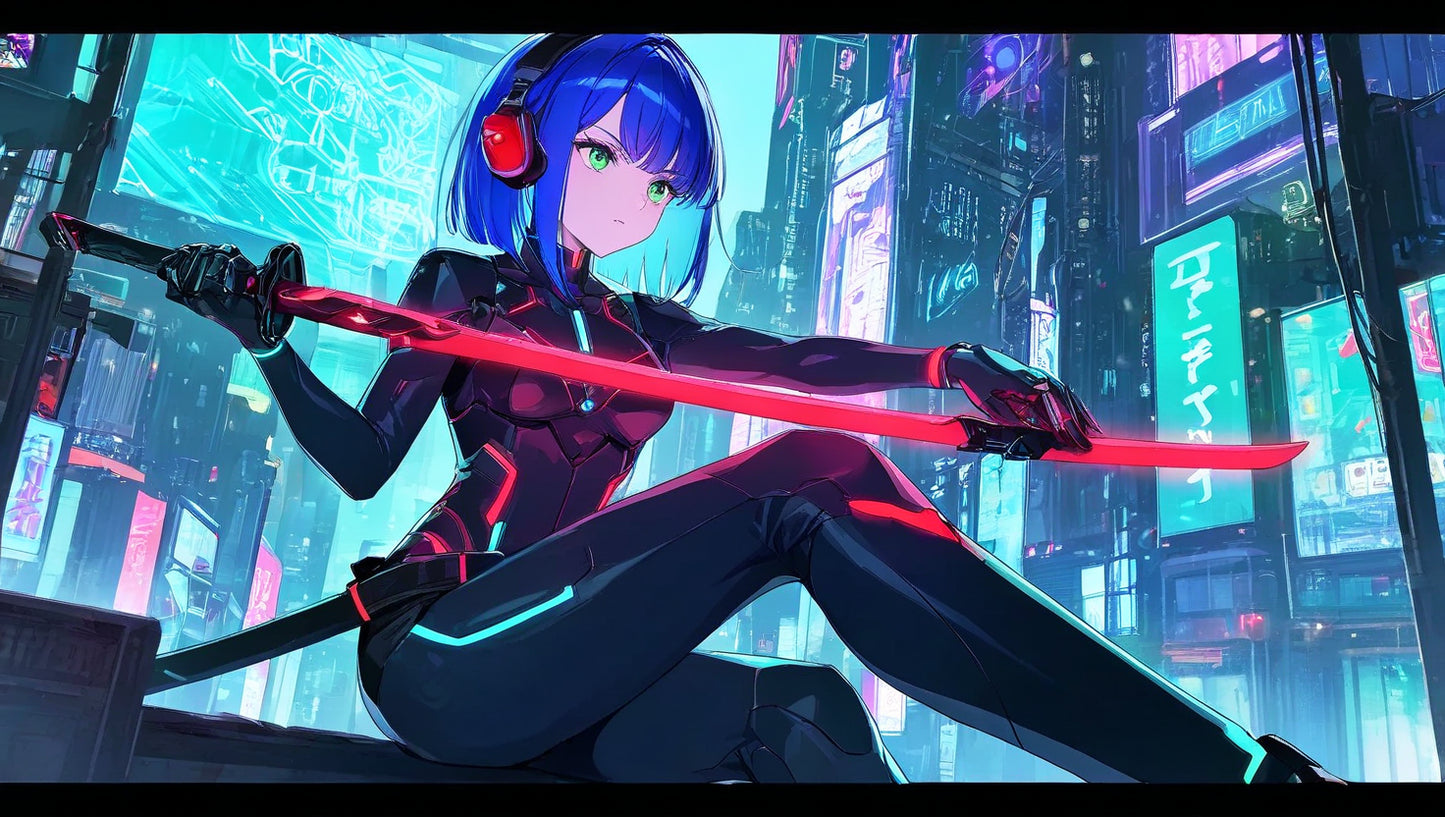 animota-chan Cyberpunk style Version.(Free), Digital Artwork, animota