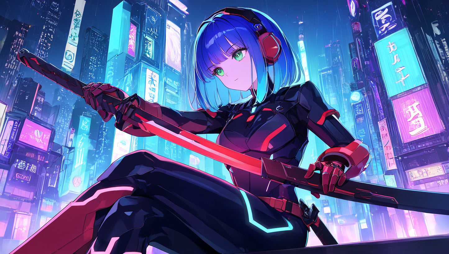 animota-chan Cyberpunk style Version.(Free), Digital Artwork, animota