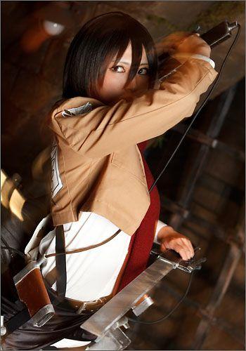 Attack on Titan Mikasa Ackerman style cosplay wig animota