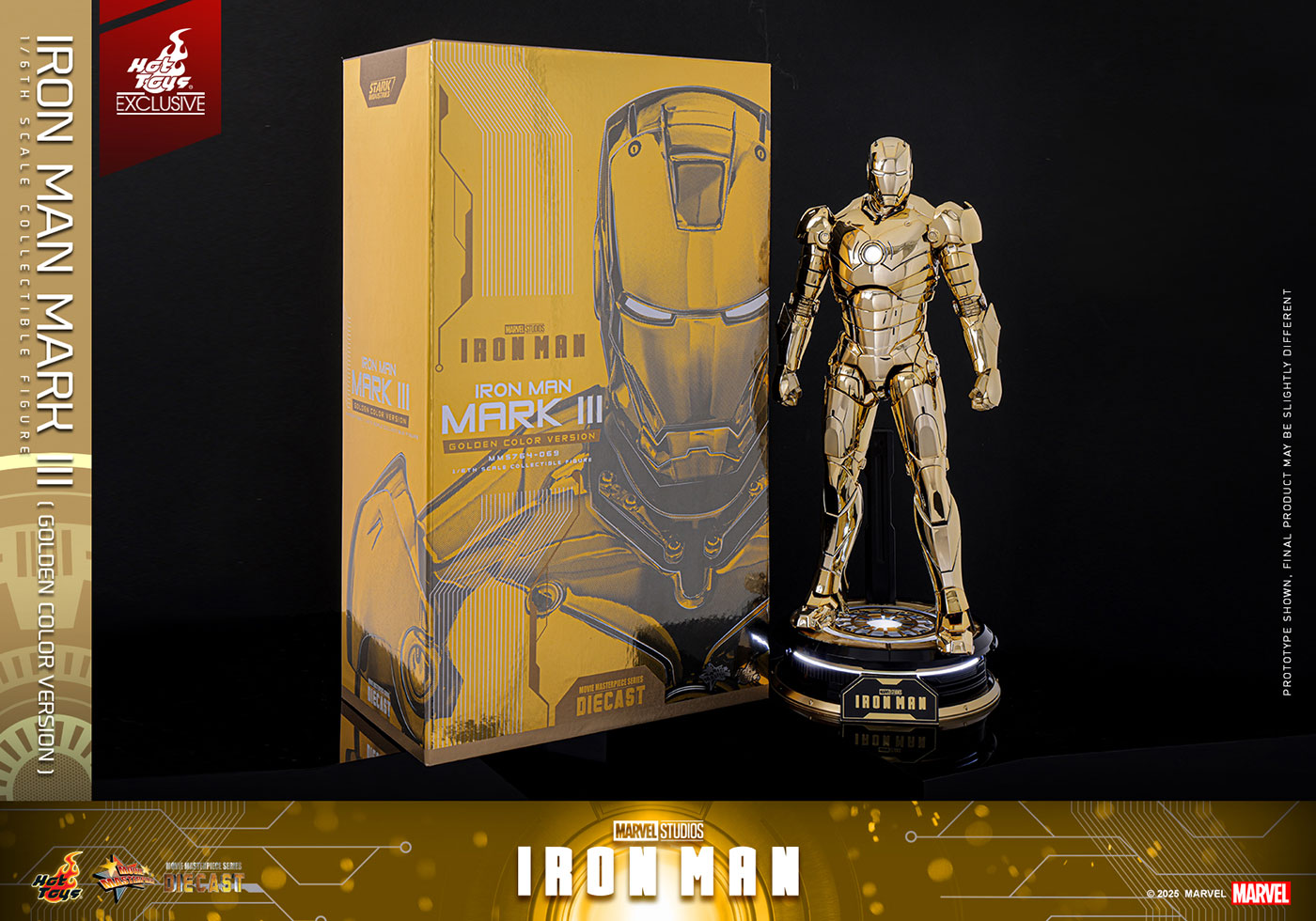 [Movie Masterpiece DIECAST] "Iron Man" 1/6 Scale Figure - Iron Man Mark III (Gold Color), Action & Toy Figures, animota