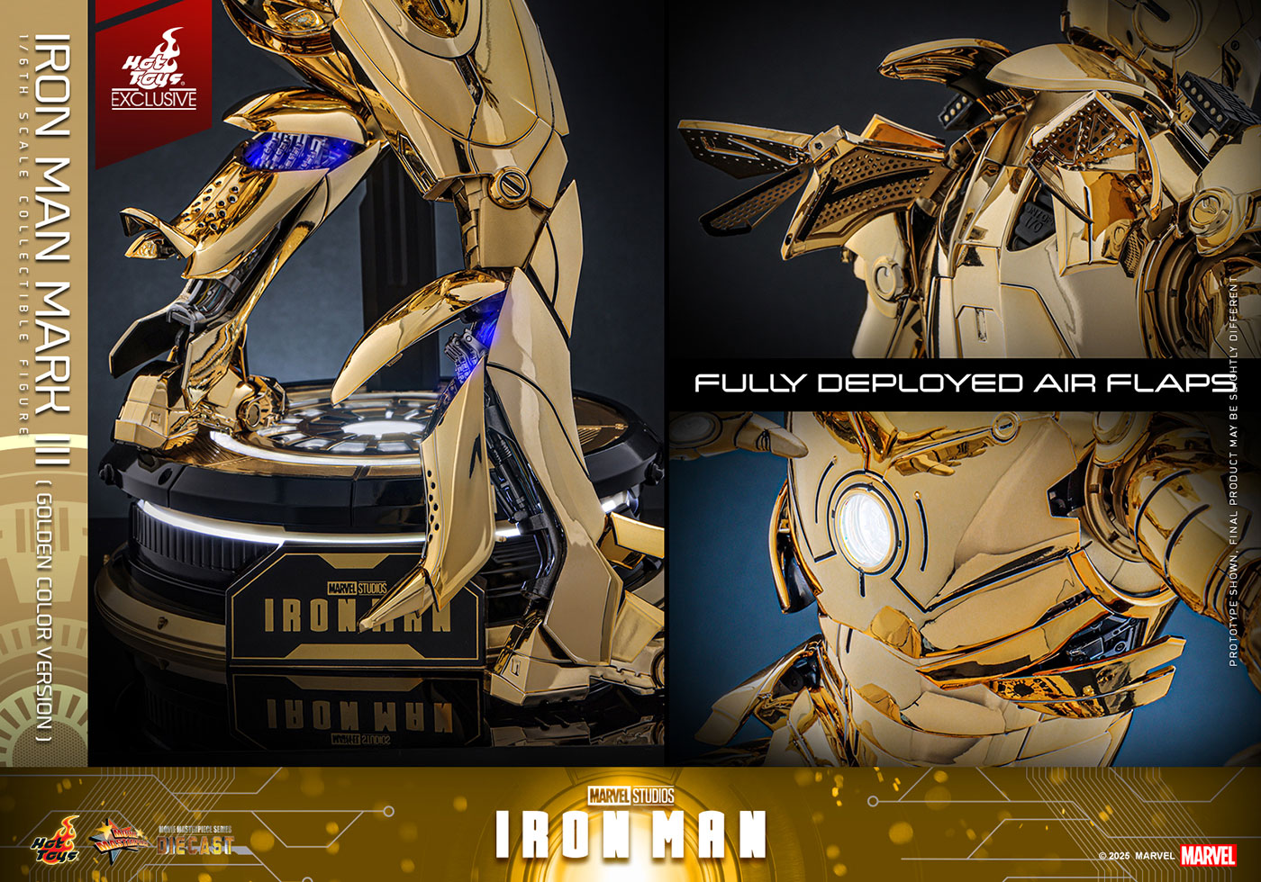 [Movie Masterpiece DIECAST] "Iron Man" 1/6 Scale Figure - Iron Man Mark III (Gold Color), Action & Toy Figures, animota