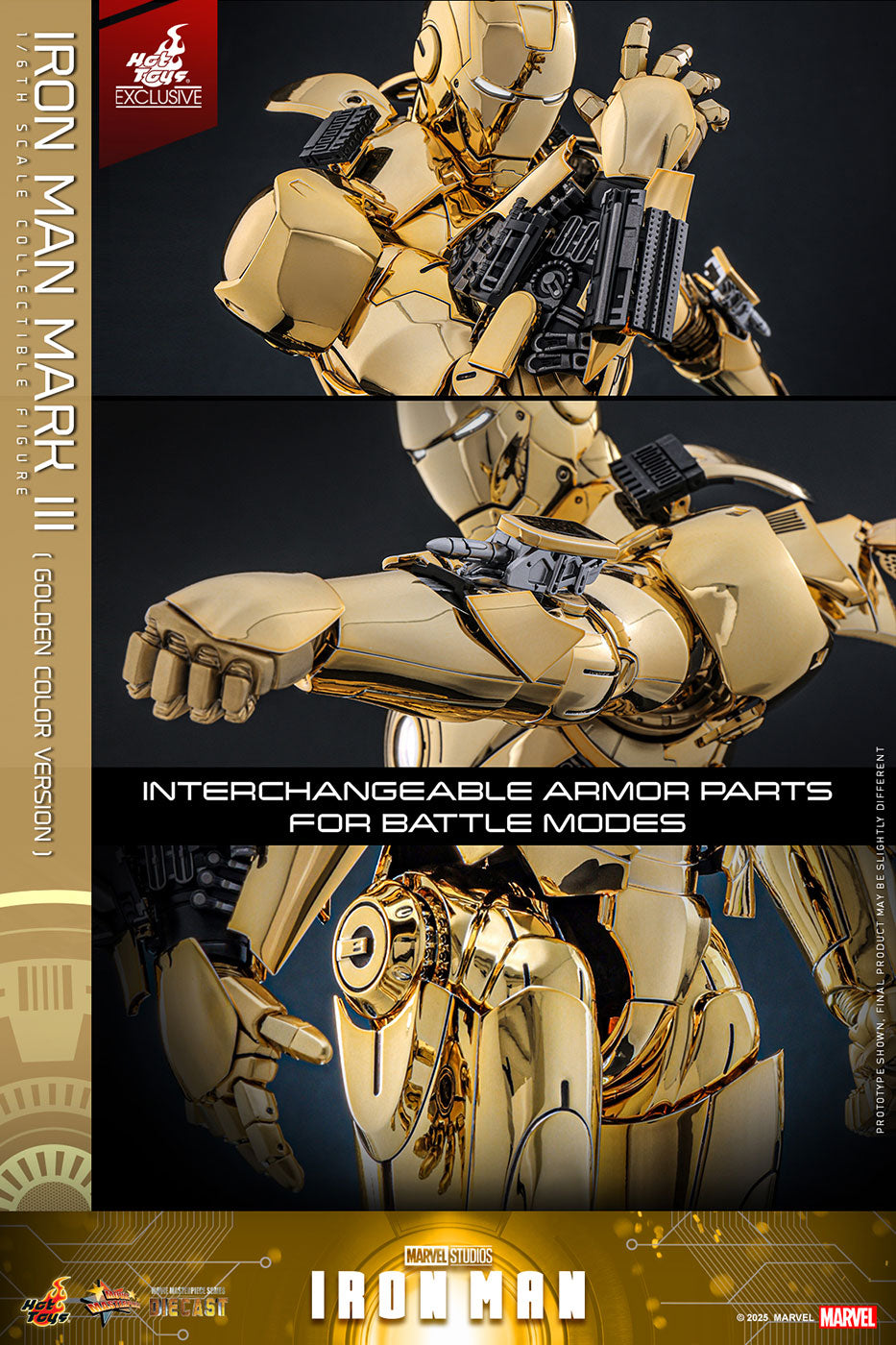 [Movie Masterpiece DIECAST] "Iron Man" 1/6 Scale Figure - Iron Man Mark III (Gold Color), Action & Toy Figures, animota