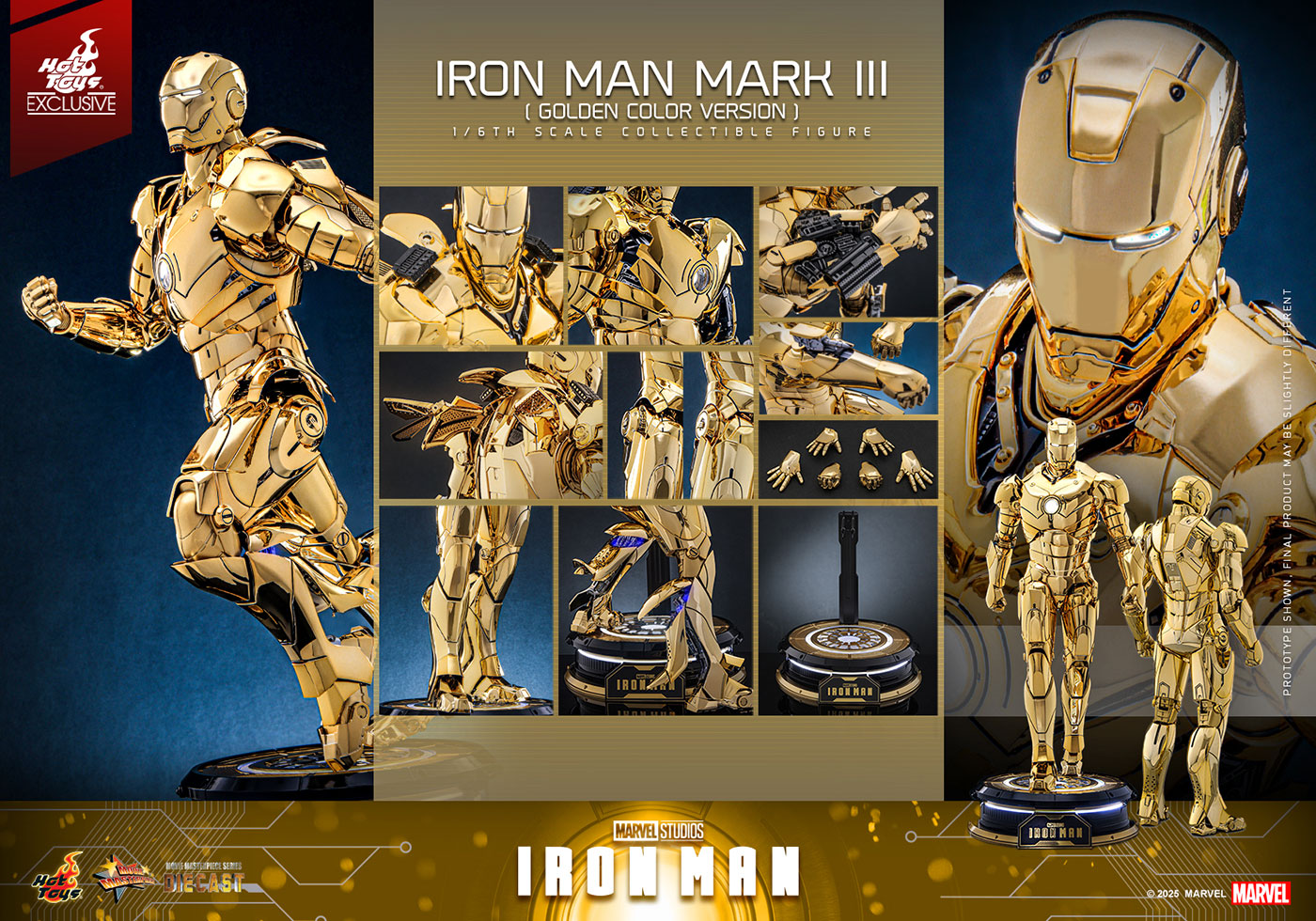 [Movie Masterpiece DIECAST] "Iron Man" 1/6 Scale Figure - Iron Man Mark III (Gold Color), Action & Toy Figures, animota